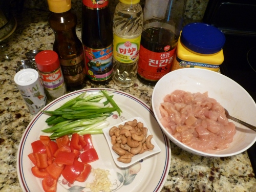Ingredients for stir fry hicken with cashew nuts