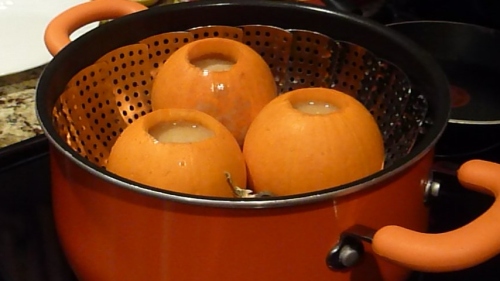 Place pumpkins in the steamer