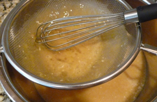 straining the custard